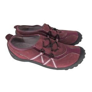 Clarks Privo Slip On Sneakers Womens 9 Burgundy Suede Bungee Gorpcore Retro Y2K